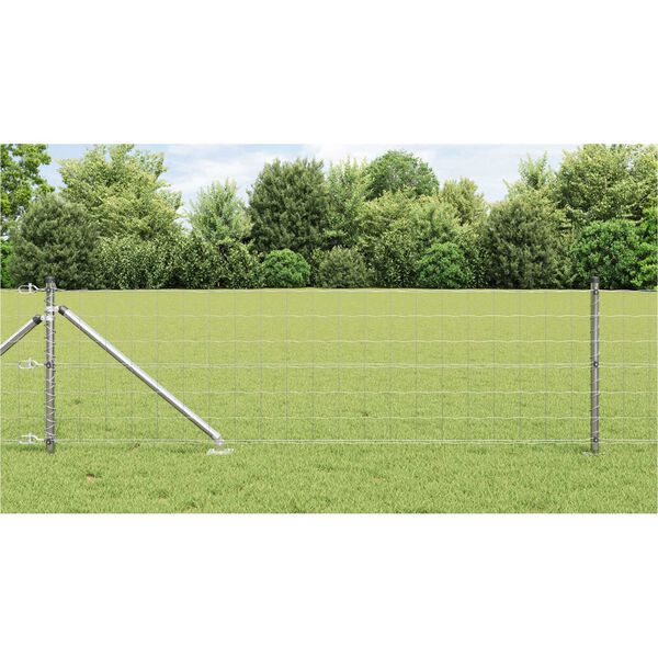 vidaXL Cl&ocirc;ture avec poteau Argent&eacute; 0,6 x 50 m Acier