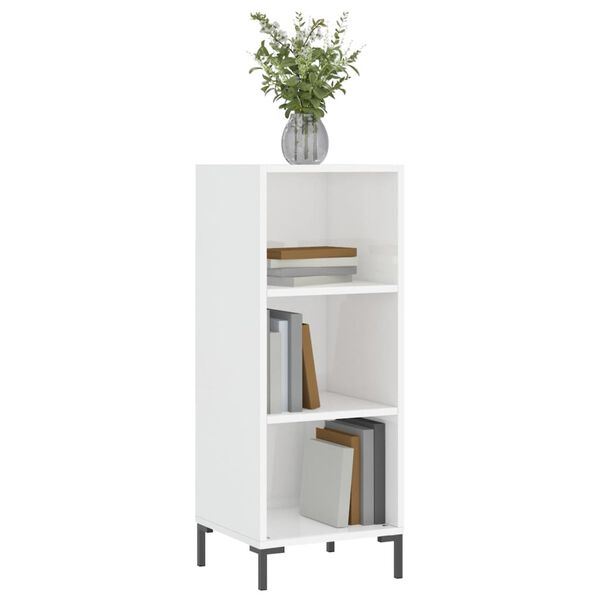 vidaXL Buffet blanc brillant 34,5x32,5x90 cm bois d'ingénierie