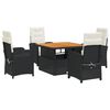 vidaXL Ensemble &agrave; manger de jardin coussins 5pcs Noir R&eacute;sine tress&eacute;e