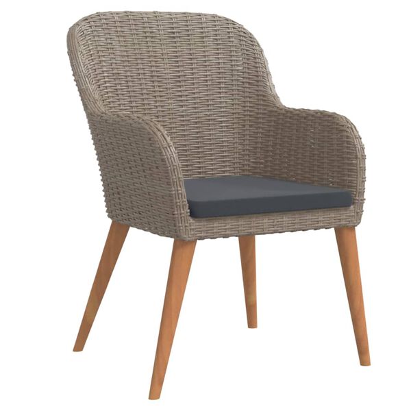 vidaXL Ensemble &agrave; manger de jardin avec coussins 3 pcs marron