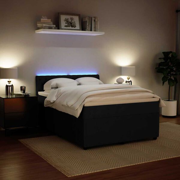vidaXL Sommier &agrave; lattes de lit avec matelas Noir 140x190 cm Velours