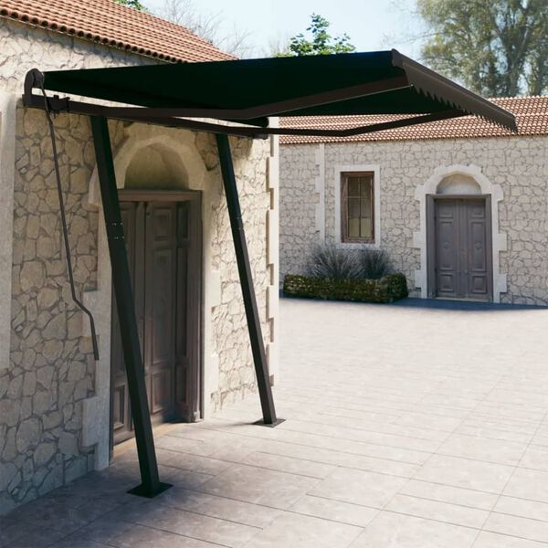 vidaXL Auvent manuel r&eacute;tractable avec poteaux 3x2,5 m Anthracite