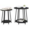 vidaXL Ensemble de tables d'appoint avec &eacute;tag&egrave;re 2 pcs Ch&ecirc;ne noir