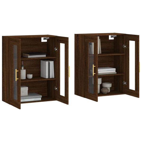 vidaXL Armoires murales 2 pcs ch&ecirc;ne marron bois d'ing&eacute;nierie