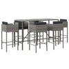 vidaXL Ensemble de bar de jardin 7 pcs avec coussins gris poly rotin