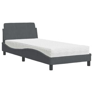 vidaXL Lit avec matelas Dover gris foncé 80x200 cm velours