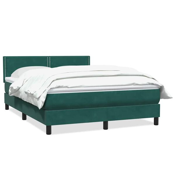 vidaXL Sommier &agrave; lattes de lit et matelas vert fonc&eacute; 140x210cm velours