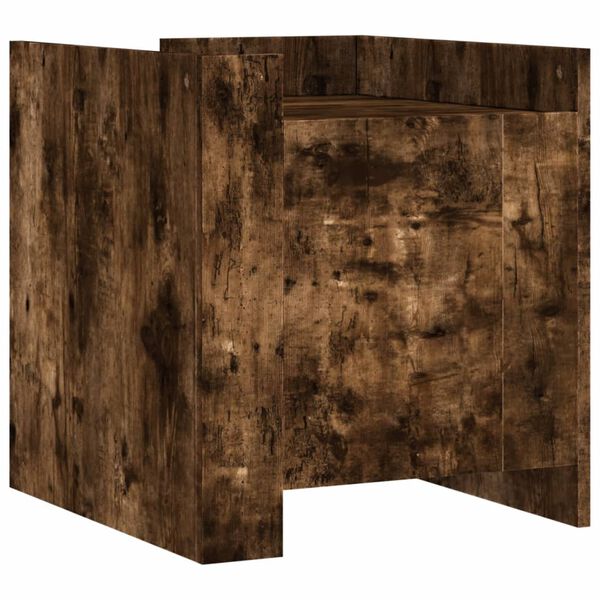 vidaXL Table de chevet ch&ecirc;ne fum&eacute; 45x50x50 cm bois d'ing&eacute;nierie