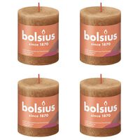 Bolsius Bougies pilier rustiques Shine 4 pcs 80x68 mm Marron épice