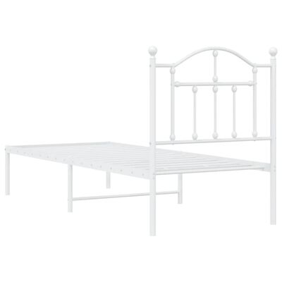 vidaXL Cadre de lit métal sans matelas avec tête de lit blanc 75x190cm