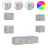vidaXL Unit&eacute;s murales TV avec LED 6 pcs gris b&eacute;ton bois d'ing&eacute;nierie