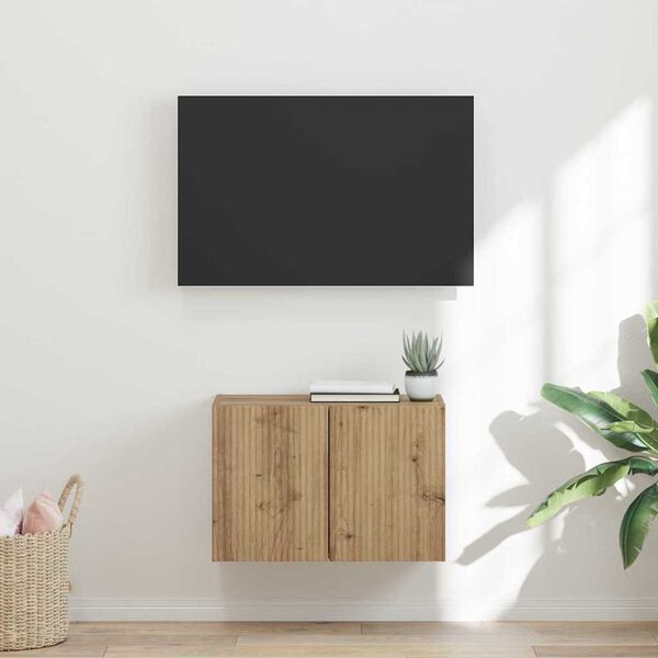 vidaXL Meuble TV mural Montage mural Ch&ecirc;ne artisanal 59,5 x 31 x 40 cm