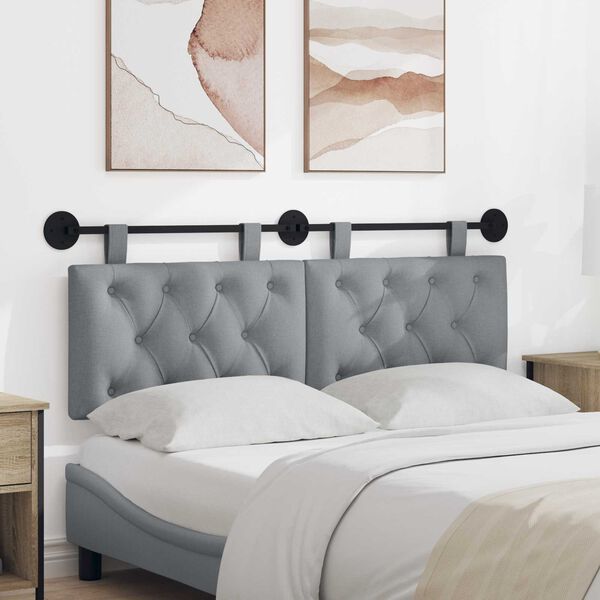 vidaXL T&ecirc;te de lit suspendue Gris clair 150 x 55 x 7 cm tissu
