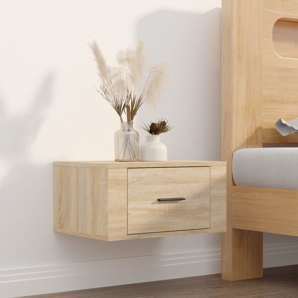 vidaXL Table de chevet murale Ch&ecirc;ne sonoma 50x36x25 cm
