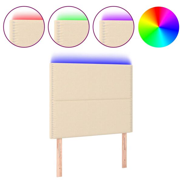 vidaXL T&ecirc;te de lit &agrave; LED Cr&egrave;me 80x5x118/128 cm Tissu