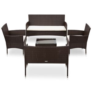 vidaXL Salon de jardin 5 pcs avec coussins R&eacute;sine tress&eacute;e Marron