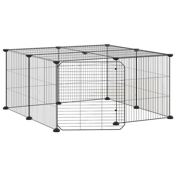 vidaXL Cage animaux de compagnie à 12 panneaux et porte Noir 35x35 cm