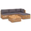 vidaXL Salon de jardin 5 pcs avec coussin gris fonc&eacute; bois de teck