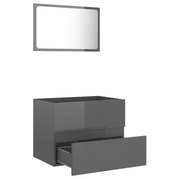 vidaXL Ensemble de meubles de bain 2 pcs Gris brillant Agglom&eacute;r&eacute;