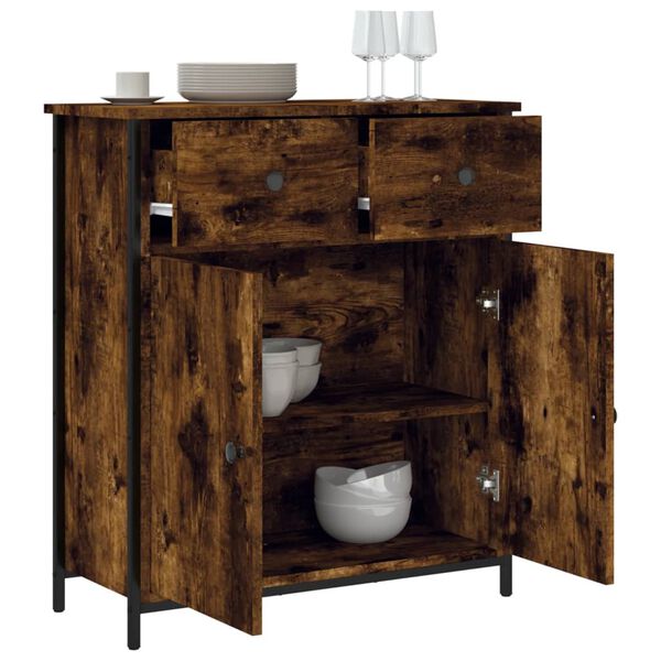 vidaXL Buffet ch&ecirc;ne fum&eacute; 70x30x80 cm bois d'ing&eacute;nierie