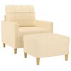 vidaXL Fauteuil avec repose-pied Cr&egrave;me 60 cm Tissu