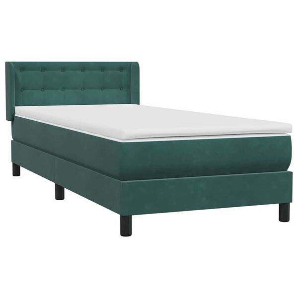 vidaXL Sommier &agrave; lattes de lit et matelas vert fonc&eacute; 80x210 cm velours