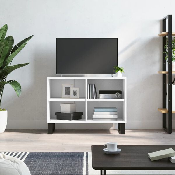 vidaXL Meuble TV blanc 69,5 x 30 x 50 cm bois d'ing&eacute;nierie