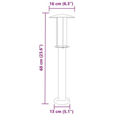 vidaXL Lampadaires d'extérieur 3 pcs argenté 60 cm acier inoxydable