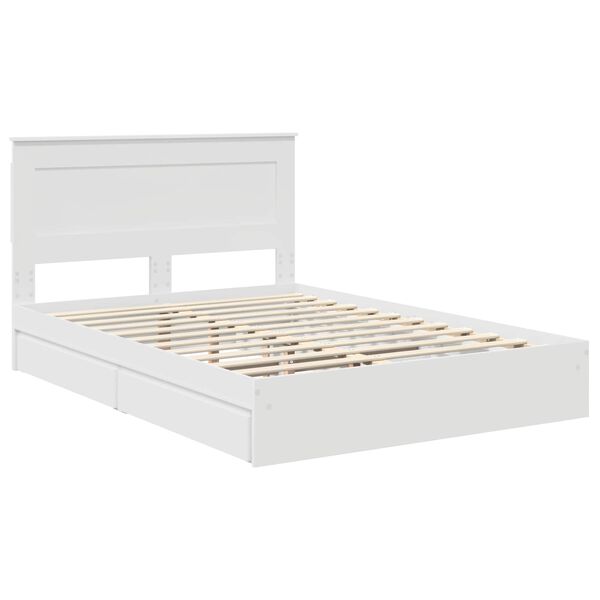 vidaXL Lit de Rangement Blanc 150 x 200 cm Bois d'ing&eacute;nierie
