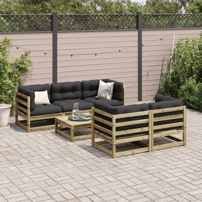 vidaXL Salon de jardin 6 pcs bois de pin imprégné