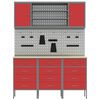 vidaXL Placard de travail 7 pcs Rouge Bois d'ing&eacute;nierie et acier
