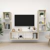 vidaXL Ensemble de meubles TV 4pcs Blanc ch&ecirc;ne sonoma Bois ing&eacute;nierie