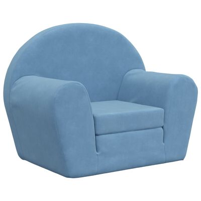 vidaXL Canapé-lit pour enfants bleu peluche douce