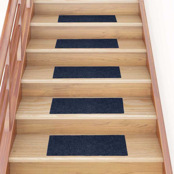 vidaXL Tapis d'escalier autocollants 15 pièces 60 x 25 cm Bleu marine Rectangulaire