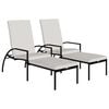 vidaXL Chaises longues avec repose-pied 2 pcs R&eacute;sine tress&eacute;e Noir