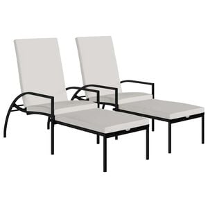 vidaXL Chaises longues avec repose-pied 2 pcs R&eacute;sine tress&eacute;e Noir