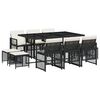 vidaXL Ensemble &agrave; manger de jardin 11 pcs coussins noir r&eacute;sine tress&eacute;e