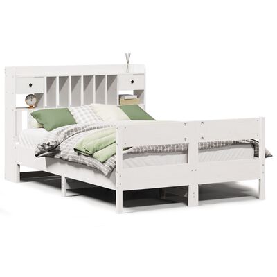 vidaXL Lit bibliothèque sans matelas blanc 120x190 cm bois pin massif