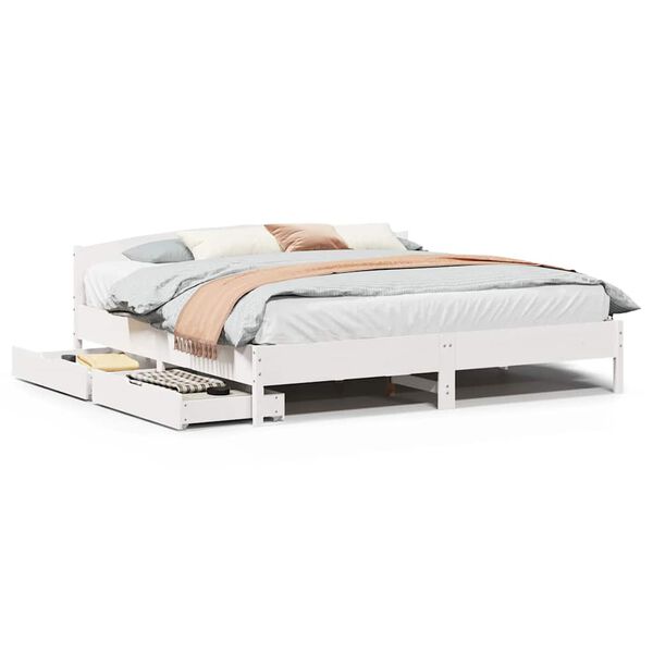 vidaXL Cadre de lit sans matelas blanc 200x200 cm bois massif de pin