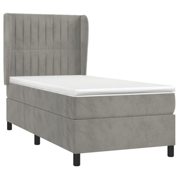 vidaXL Sommier &agrave; lattes de lit et matelas Gris clair 100x200cm Velours