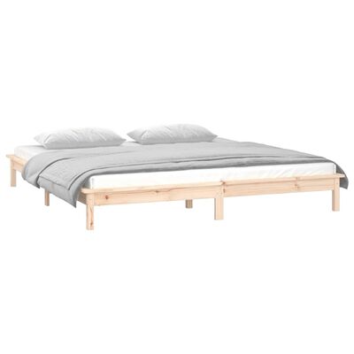 vidaXL Cadre de lit à LED sans matelas 120x200 cm bois massif