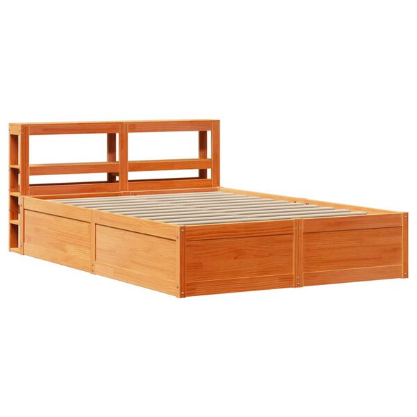 vidaXL Cadre de lit avec t&ecirc;te de lit cire marron 140x190cm bois de pin