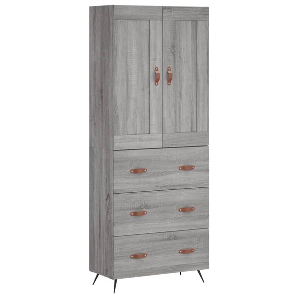vidaXL Buffet haut Sonoma gris 69,5x34x180 cm Bois d'ing&eacute;nierie