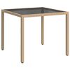 vidaXL Table de jardin 90x90x75cm Verre tremp&eacute; et r&eacute;sine tress&eacute;e Beige