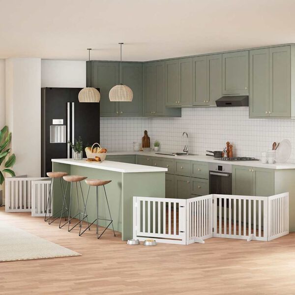 vidaXL Barri&egrave;re pour chien porte pliable 12 panneaux bois de peuplier