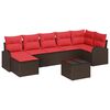 vidaXL Ensemble de Canap&eacute;s 8 pcs Marron et rouge polyrotin
