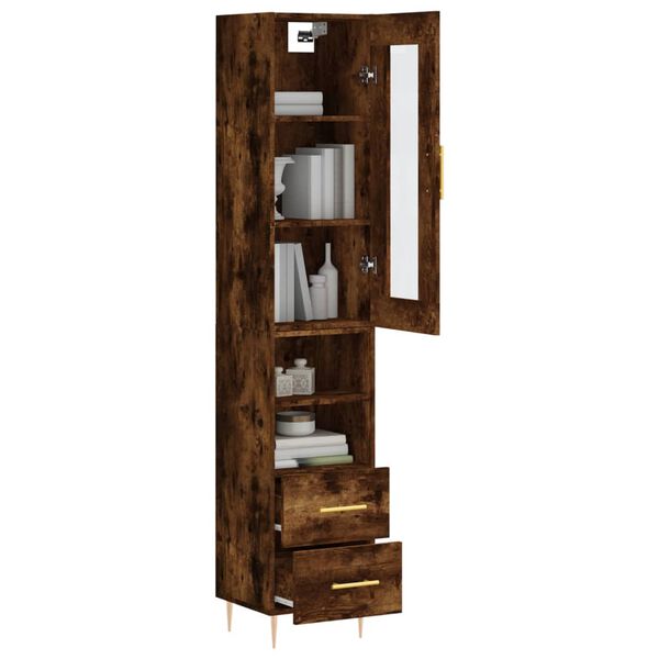 vidaXL Buffet haut Ch&ecirc;ne fum&eacute; 34,5x34x180 cm Bois d'ing&eacute;nierie