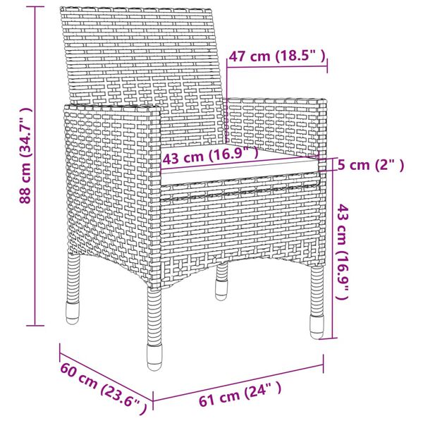 vidaXL Ensemble &agrave; manger d'ext&eacute;rieur 5 pcs coussins R&eacute;sine tress&eacute;e