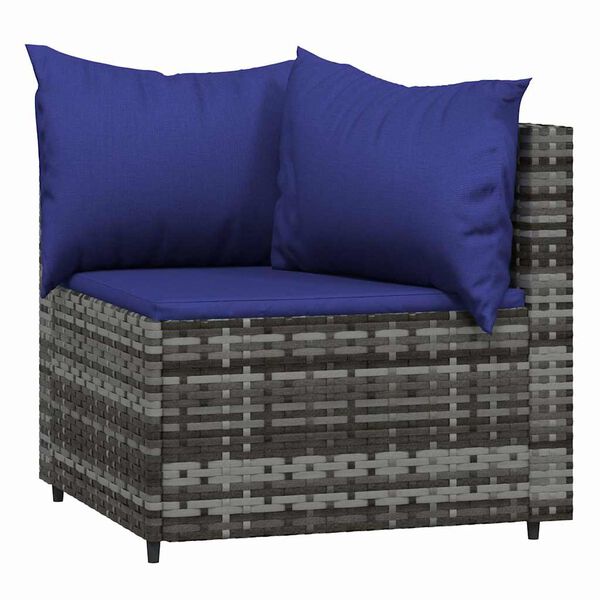 vidaXL Canap&eacute;s d'angle de jardin et coussins 2 pcs gris r&eacute;sine tress&eacute;e