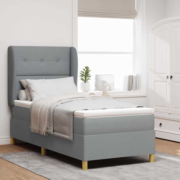 vidaXL Lit &agrave; ressorts avec matelas gris fonc&eacute; 90x190 cm Gris clair